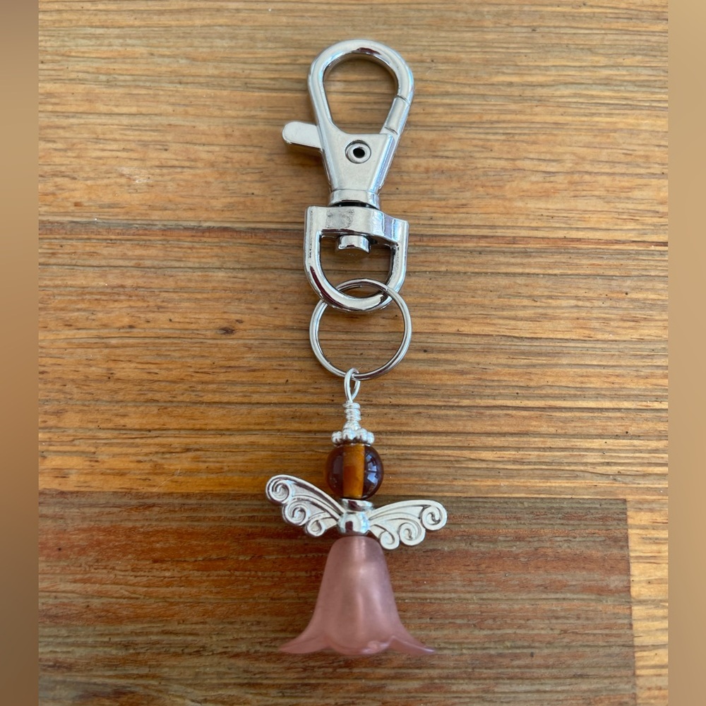 Handmade Brown Fairy Hand Bag Charm Keychain Zipper Pull Snap Hook Clip